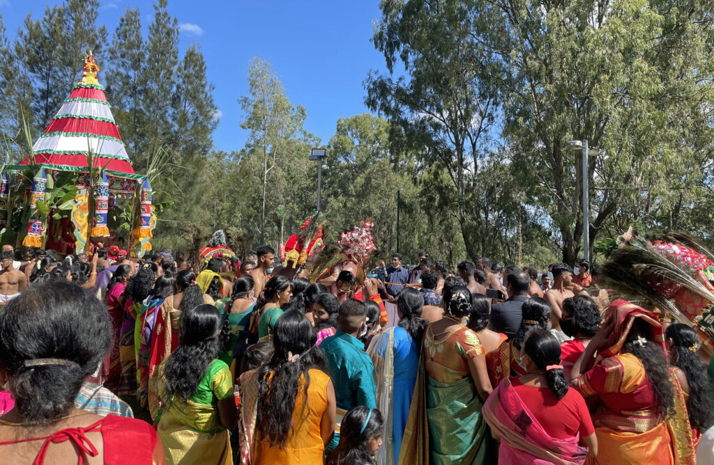 Lively procession during the Chariot Festival, part of the Annual Festival at the Sri Selva <span class='tooltipsall tooltipsincontent classtoolTips66'>Vinayakar</span> <span class='tooltipsall tooltipsincontent classtoolTips140'>Koyil</span>, 2021.