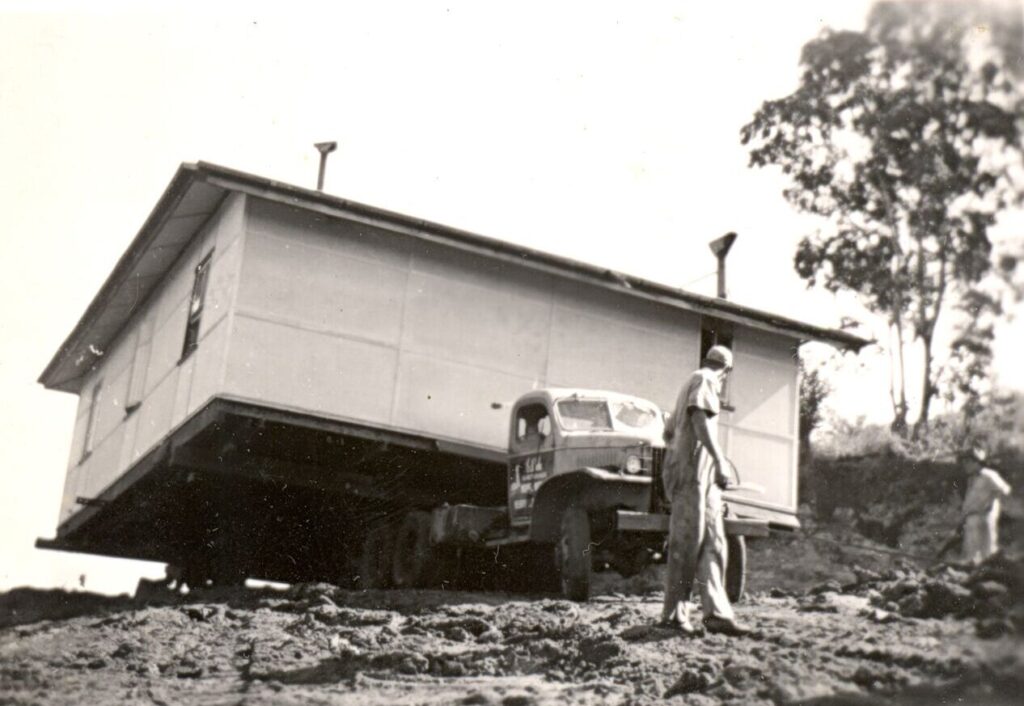 Figure 6: Moving the farmhouse, May 1958 (Avatar's Abode Trust).