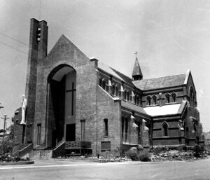 Figure 3: St James Church of England Cathedral, Townsville (1892 stage 1 and 1960 stage 2), designed by Louis R. Williams, c. 1960 (Queensland State Archives).