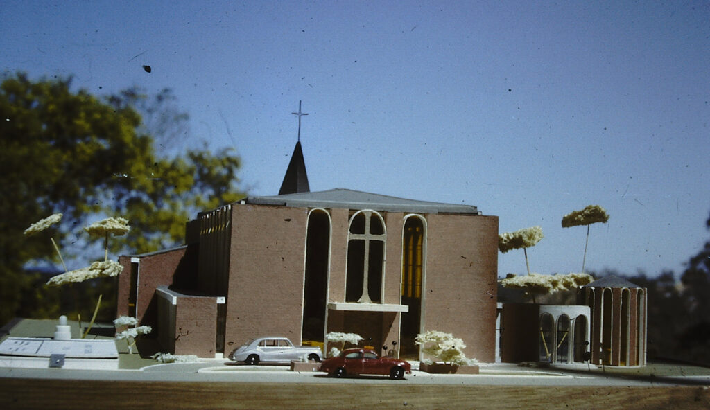 Figure 10: St Monica's War Memorial Catholic Cathedral, Cairns (1968), by A. Ian Ferrier, model of the mid-1966 design (Ferrier Baudet Archive, courtesy of Catherine Baudet).