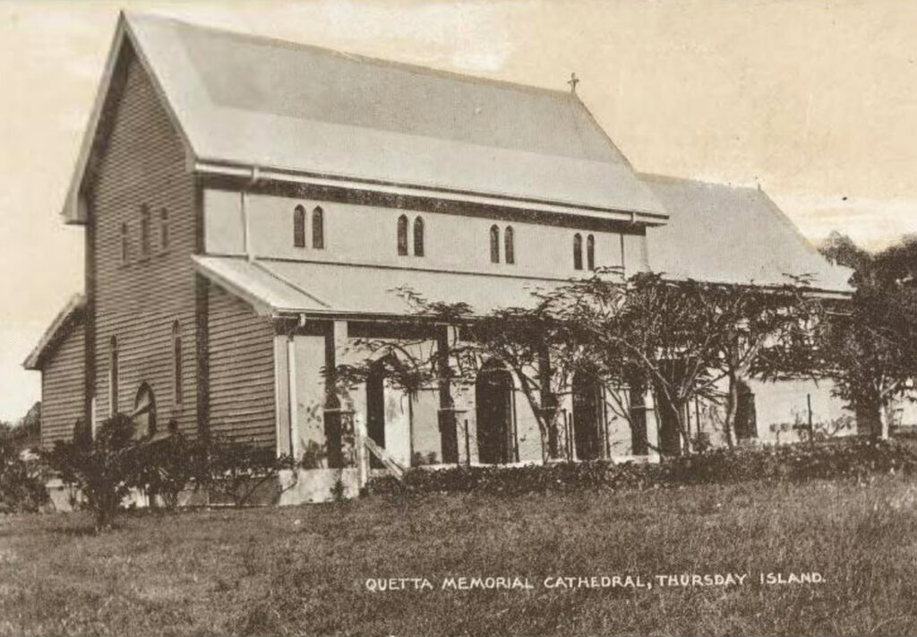 Figure 6: All Souls' Quetta Memorial Cathedral, Thursday Island (1893) by John Hingeston Buckeridge (Thursday Island postcard collection).