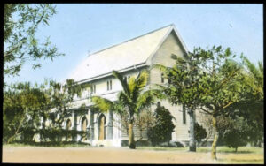 Figure 1: Quetta Memorial church, Thursday Island, c. 1930 (J. Flynn, National Library of Australia).