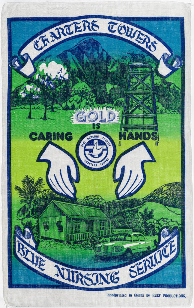 Figure 9: Tea towel featuring Charters Towers Blue Nursing Service (State Library of Queensland).