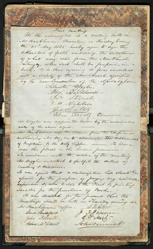 Figure 2: Record of 'First Meeting' of the New Church, Brisbane 1865 (Fryer Library).