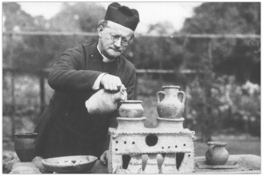 Figure 2: Father John Ward at his Abbey Folk Park, New Barnet, London, c. 1937 (Abbey Museum).