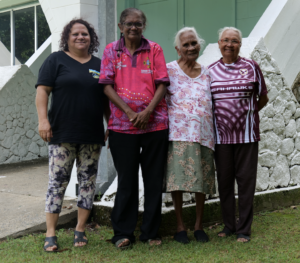 Figure 2: Elverina Johnson (left) with Yarrabah Elders, March 2023 (QAR).